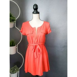 Short Sleeve Orange Dress
